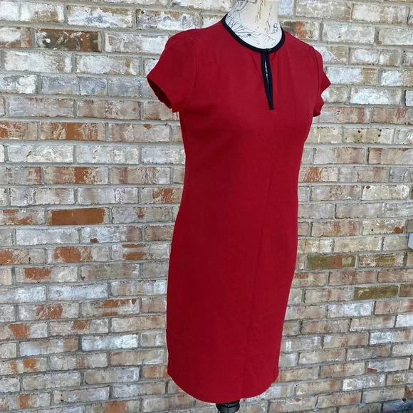 Lauren Ralph Lauren Sheath Midi Dress Women's Medium Red - Picture 2 of 13